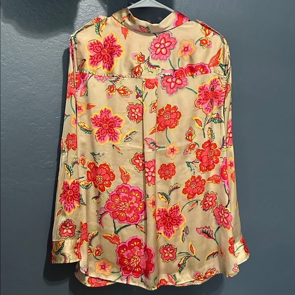 Jones New York woman camel Floral silky Blouse - Picture 5 of 8